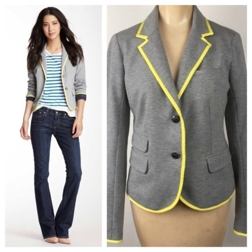 The gap grey Academy blazer w yellow ribbon trim